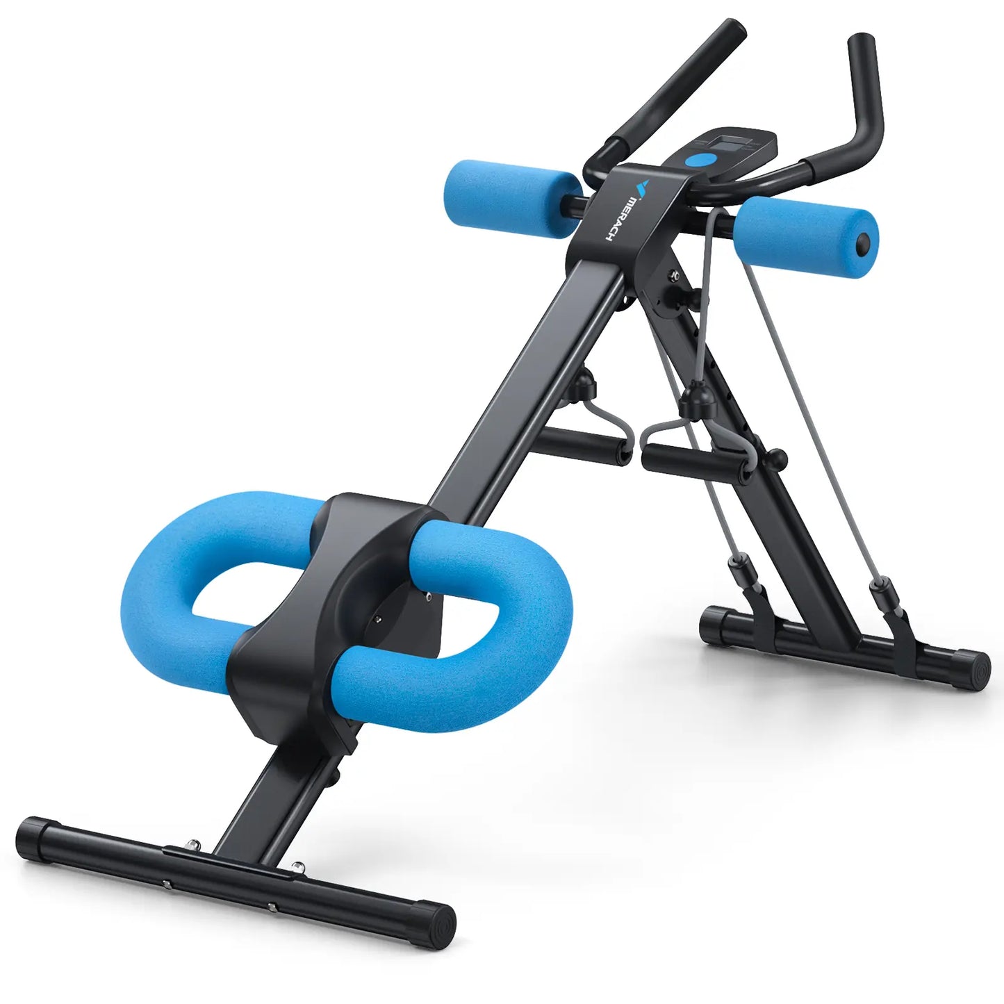Merach Dual Track Ab Trainer with LCD Monitor - 440 lbs Weight Capacity, Foldable Design for Convenient Storage, Ergonomic Support, Ideal for Toning Waist, Abs, Arms, Legs, and Hips - Perfect for Home Gym Beginners and Fitness Enthusiasts