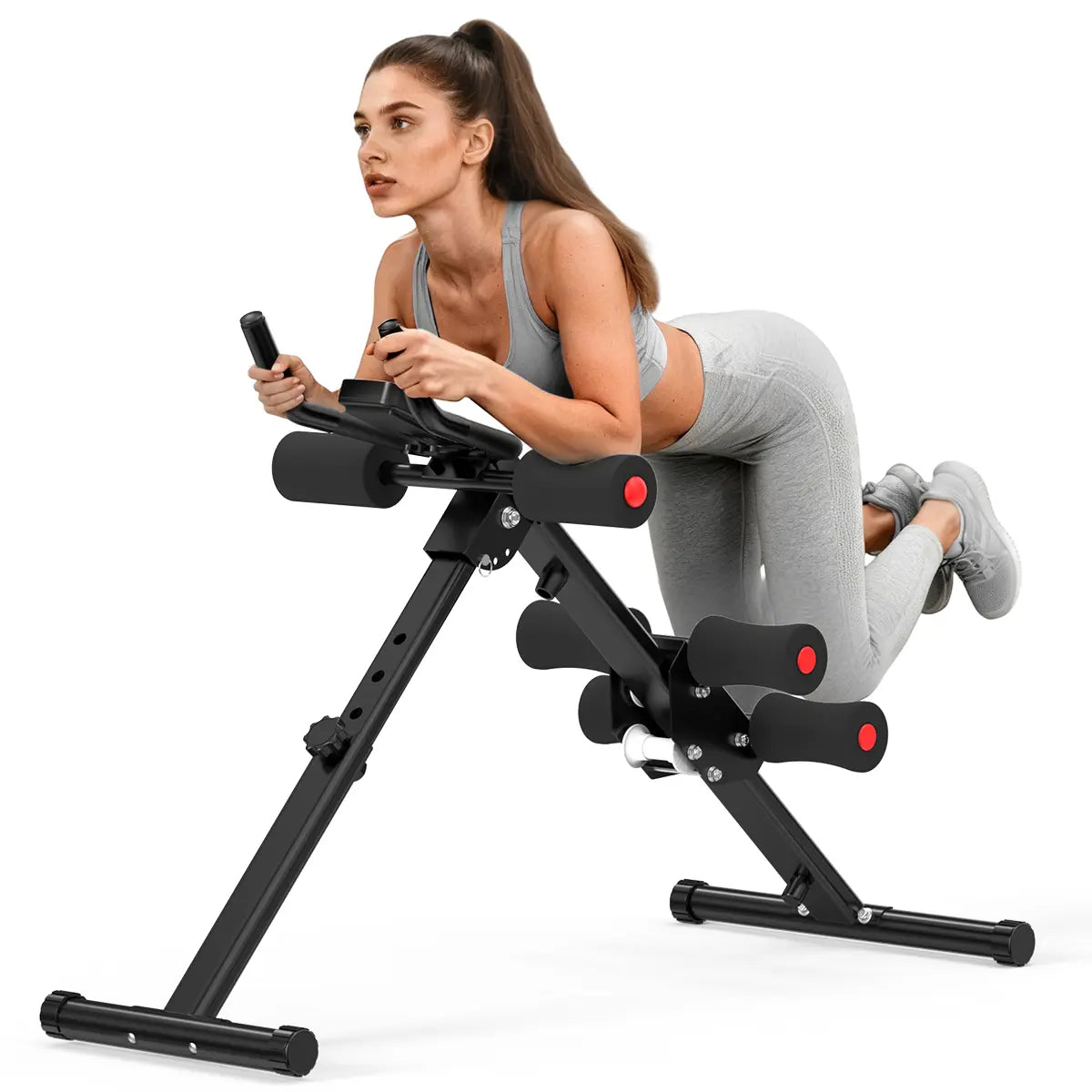 RELIFESPORTS Foldable Adjustable Ab Trainer - High-Capacity Abdominal Training Equipment with LCD Monitor, 5 Height Levels, 2 Incline Settings, Ideal for Home Fitness Beginners