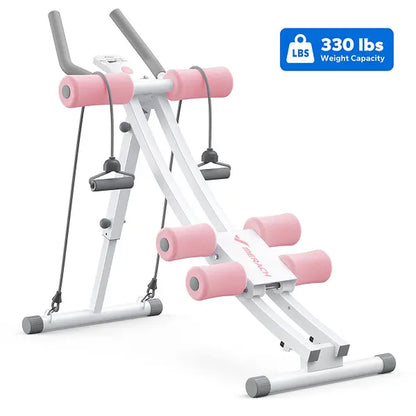 Merach Dual Track Ab Trainer with LCD Monitor - 440 lbs Weight Capacity, Foldable Design for Convenient Storage, Ergonomic Support, Ideal for Toning Waist, Abs, Arms, Legs, and Hips - Perfect for Home Gym Beginners and Fitness Enthusiasts