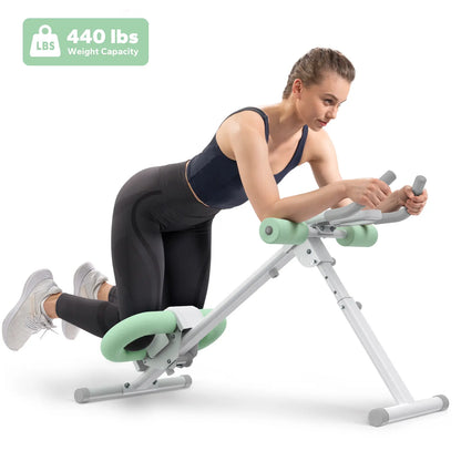 Merach Dual Track Ab Trainer with LCD Monitor - 440 lbs Weight Capacity, Foldable Design for Convenient Storage, Ergonomic Support, Ideal for Toning Waist, Abs, Arms, Legs, and Hips - Perfect for Home Gym Beginners and Fitness Enthusiasts