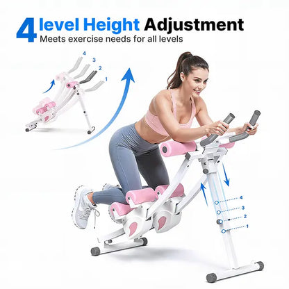 Merach Dual Track Ab Trainer with LCD Monitor - 440 lbs Weight Capacity, Foldable Design for Convenient Storage, Ergonomic Support, Ideal for Toning Waist, Abs, Arms, Legs, and Hips - Perfect for Home Gym Beginners and Fitness Enthusiasts