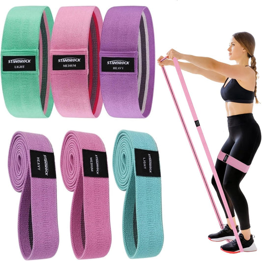 Fabric Resistance Bands for Exercise - 3 and 4 Level Booty Bands for Men and Women - Long Elastic Resistance Workout Bands