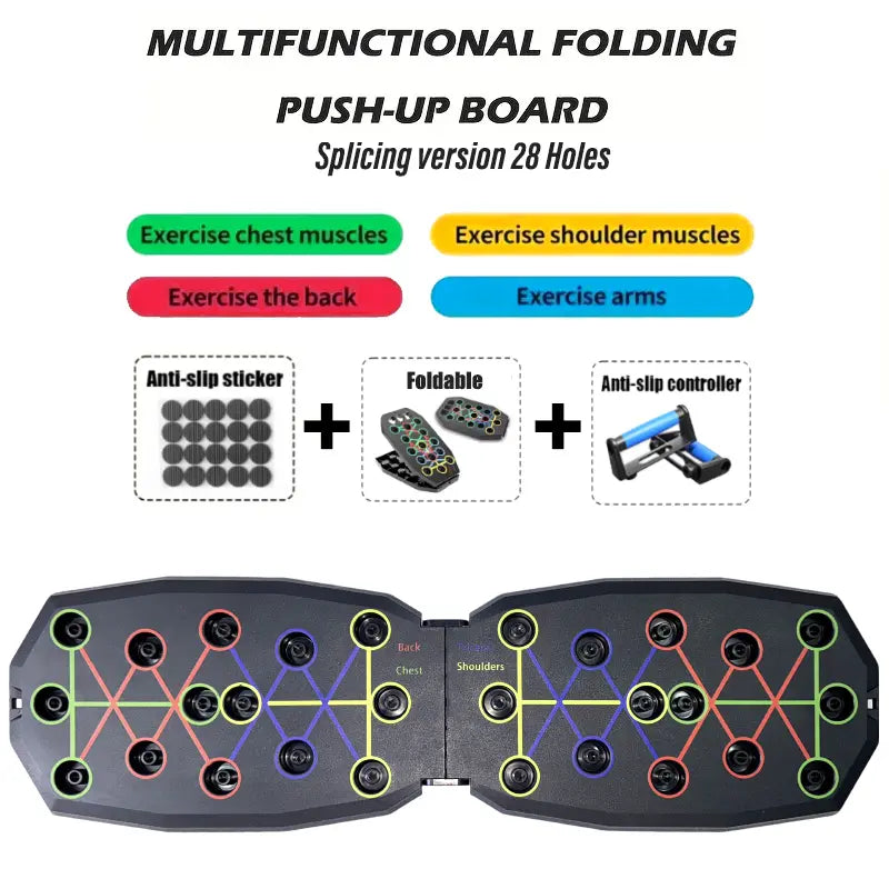 Upgraded Push-Up Training Board Set with 28 Holes, Portable Chest and Abdominal Muscle Workout Equipment for Men and Women, Ideal for Fitness Enthusiasts and Upper Body Strength Training