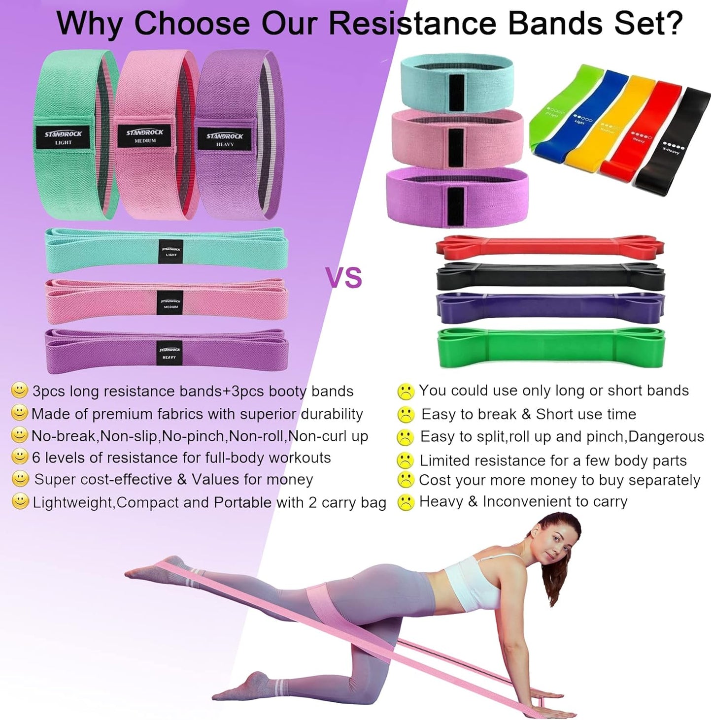 Fabric Resistance Bands for Exercise - 3 and 4 Level Booty Bands for Men and Women - Long Elastic Resistance Workout Bands