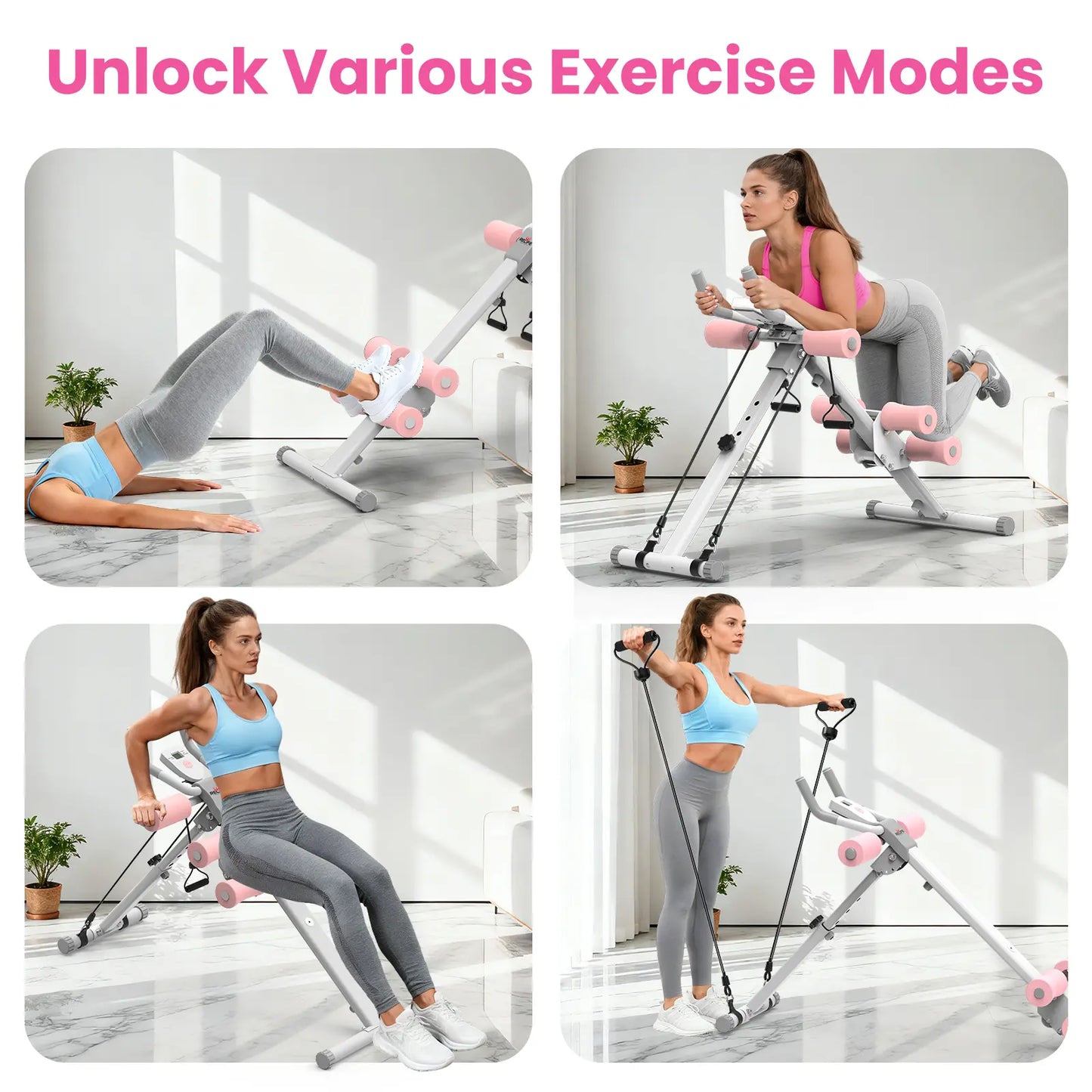 RELIFESPORTS Foldable Adjustable Ab Trainer - High-Capacity Abdominal Training Equipment with LCD Monitor, 5 Height Levels, 2 Incline Settings, Ideal for Home Fitness Beginners