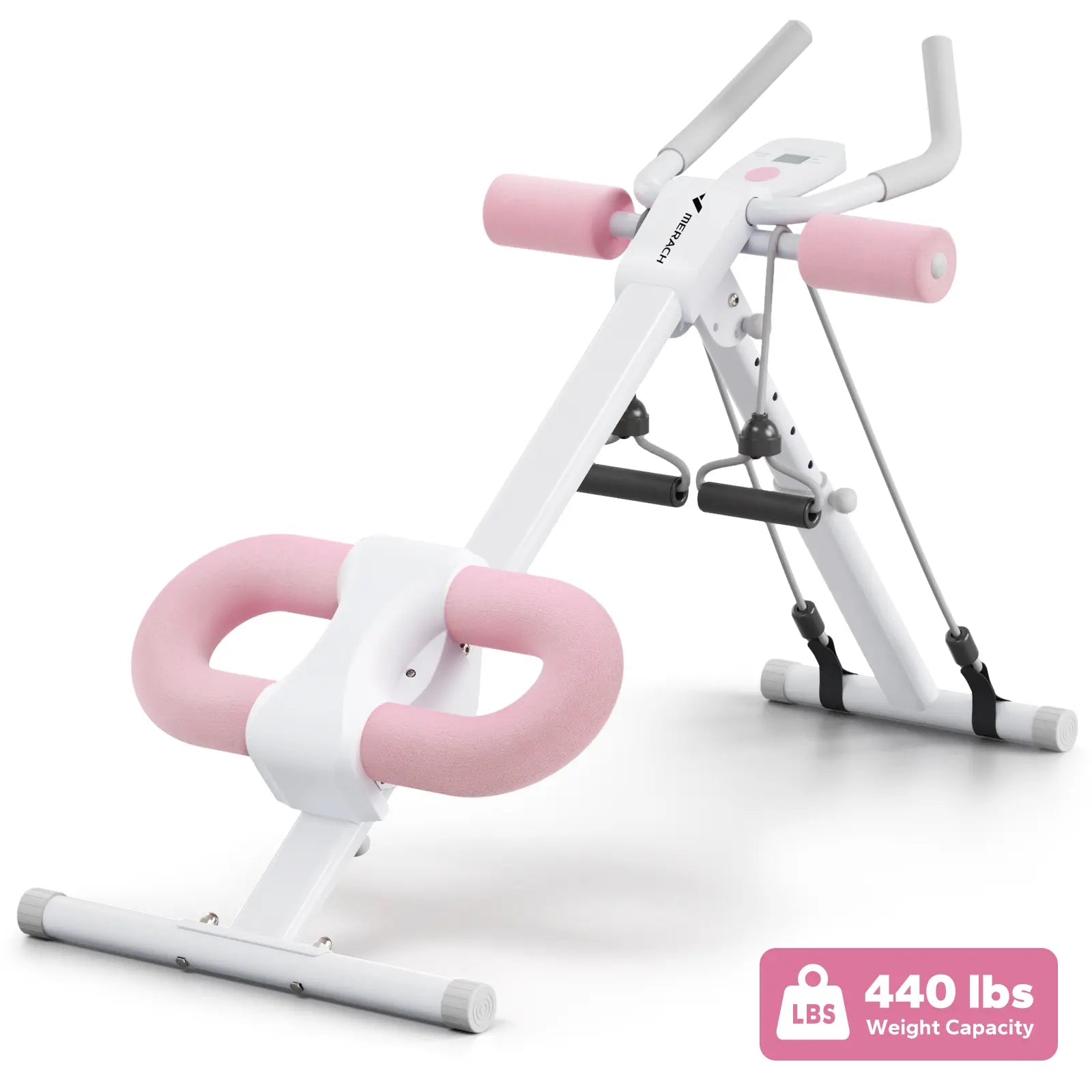 Merach Dual Track Ab Trainer with LCD Monitor - 440 lbs Weight Capacity, Foldable Design for Convenient Storage, Ergonomic Support, Ideal for Toning Waist, Abs, Arms, Legs, and Hips - Perfect for Home Gym Beginners and Fitness Enthusiasts
