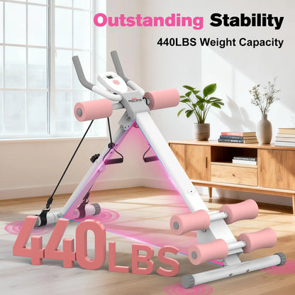 RELIFESPORTS Foldable Adjustable Ab Trainer - High-Capacity Abdominal Training Equipment with LCD Monitor, 5 Height Levels, 2 Incline Settings, Ideal for Home Fitness Beginners