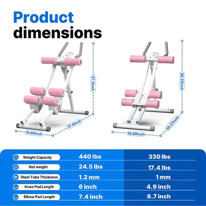Merach Dual Track Ab Trainer with LCD Monitor - 440 lbs Weight Capacity, Foldable Design for Convenient Storage, Ergonomic Support, Ideal for Toning Waist, Abs, Arms, Legs, and Hips - Perfect for Home Gym Beginners and Fitness Enthusiasts