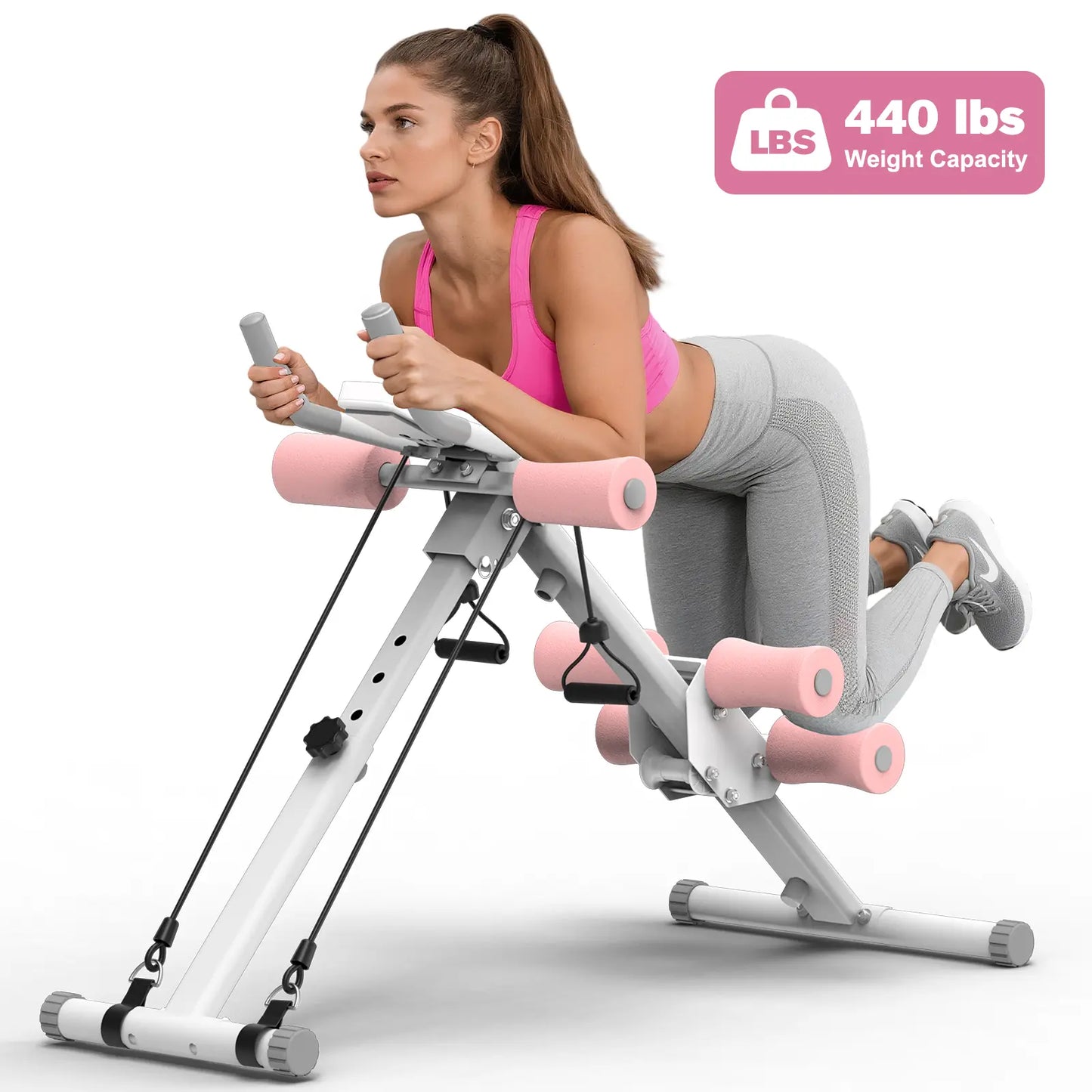 RELIFESPORTS Foldable Adjustable Ab Trainer - High-Capacity Abdominal Training Equipment with LCD Monitor, 5 Height Levels, 2 Incline Settings, Ideal for Home Fitness Beginners