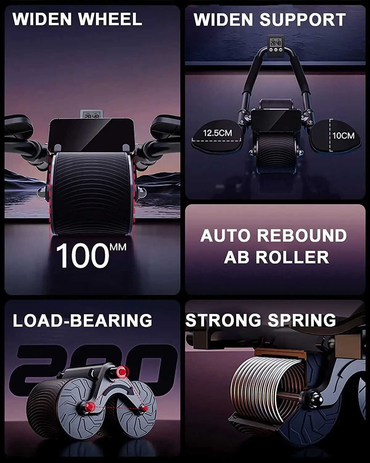 Ab Roller Wheel for Core Muscle Training - Automatic Rebound with Timer