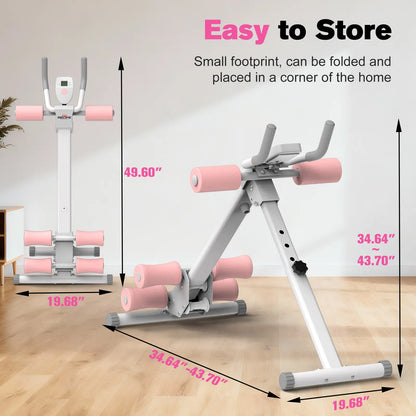 RELIFESPORTS Foldable Adjustable Ab Trainer - High-Capacity Abdominal Training Equipment with LCD Monitor, 5 Height Levels, 2 Incline Settings, Ideal for Home Fitness Beginners