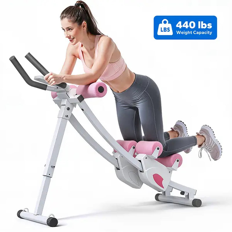 Merach Dual Track Ab Trainer with LCD Monitor - 440 lbs Weight Capacity, Foldable Design for Convenient Storage, Ergonomic Support, Ideal for Toning Waist, Abs, Arms, Legs, and Hips - Perfect for Home Gym Beginners and Fitness Enthusiasts