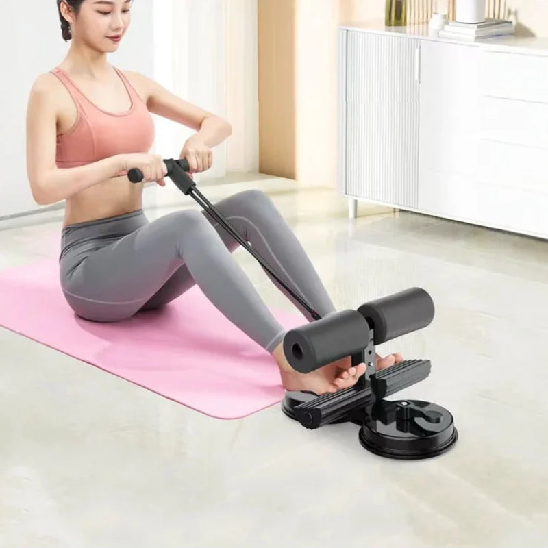 Gray Multi-Functional Adjustable Ab Training Device with Resistance Bands for Home and Gym Use